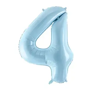 Globo de aluminio número 4, 86 cm, color azul claro