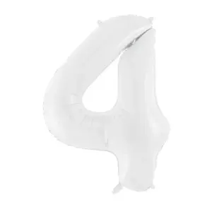 Globo de aluminio número 4, 86 cm, color blanco