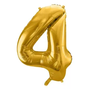 Globo de aluminio número 4, 86 cm, dorado