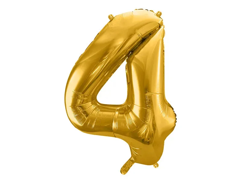 Globo de aluminio número 4, 86 cm, dorado