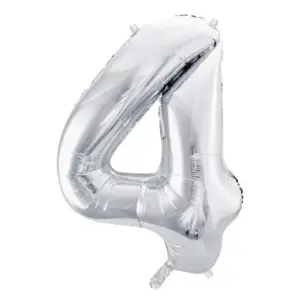 Globo de aluminio número 4, 86 cm, plata