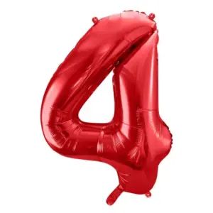 Globo de aluminio número 4, 86 cm, rojo