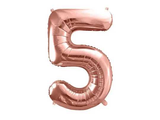 Globo de aluminio número 5, 86 cm, oro rosa