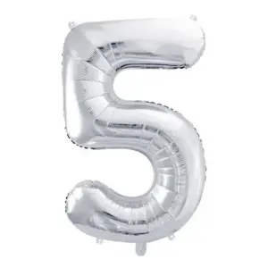 Globo de aluminio número 5, 86 cm, plata