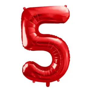 Globo de aluminio número 5, 86 cm, rojo
