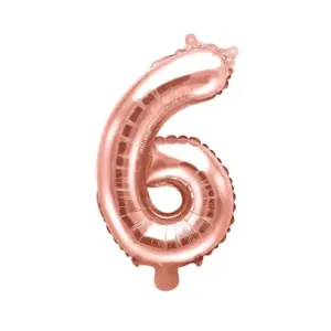 Globo de aluminio número 6, 35 cm, oro rosa