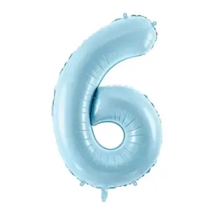 Globo de aluminio número 6, 86 cm, color azul claro