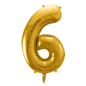 Globo de aluminio número 6, 86 cm, dorado