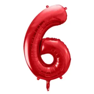 Globo de aluminio número 6, 86 cm, rojo