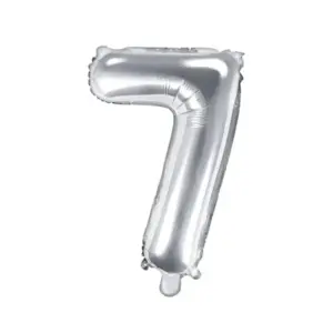 Globo de aluminio número 7, 35 cm, color plata