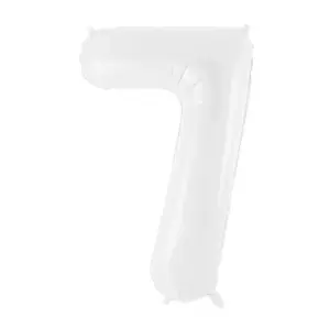 Globo de aluminio número 7, 86 cm, color blanco