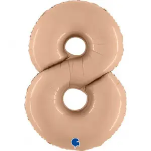 Globo de aluminio número "8", 102 cm, color nude