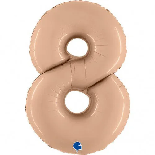 Globo de aluminio número "8", 102 cm, color nude