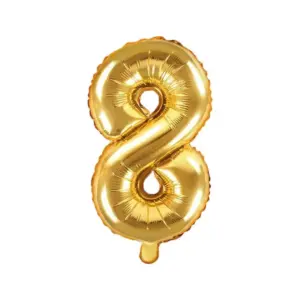 Globo de aluminio número 8, 35 cm, dorado