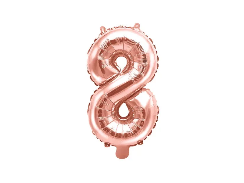Globo de aluminio número 8, 35 cm, oro rosa