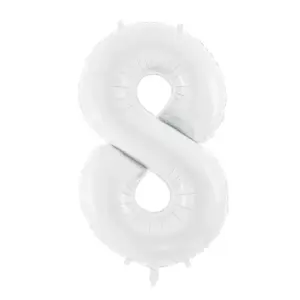 Globo de aluminio número 8, 86 cm, color blanco
