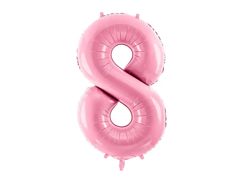 Globo de aluminio número 8, 86 cm, color rosa