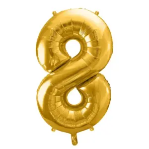 Globo de aluminio número 8, 86 cm, dorado