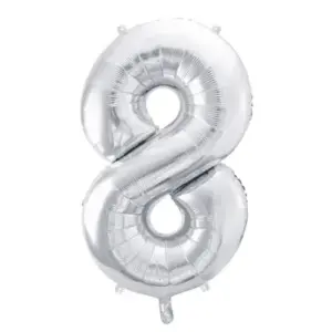 Globo de aluminio número 8, 86 cm, plata
