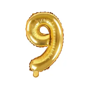 Globo de aluminio número 9, 35 cm, dorado