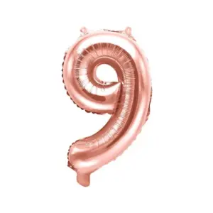 Globo de aluminio número 9, 35 cm, oro rosa
