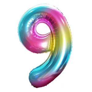 Globo de aluminio número "9", 85 cm, arco iris