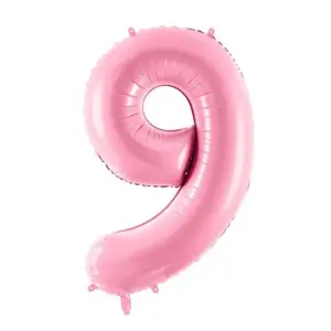 Globo de aluminio número 9, 86 cm, color rosa