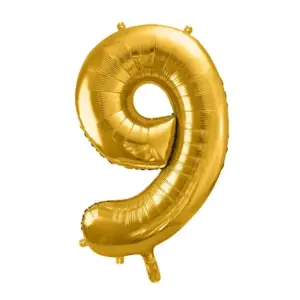 Globo de aluminio número 9, 86 cm, dorado