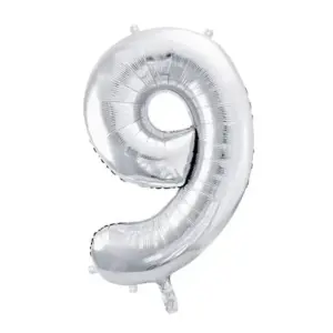 Globo de aluminio número 9, 86 cm, plata