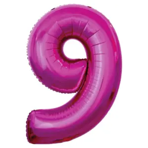 Globo de aluminio número 9, 92 cm, color magenta