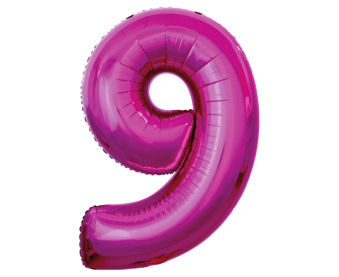 Globo de aluminio número 9, 92 cm, color magenta