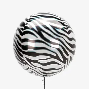 Globo de aluminio ORBZ, estampado de cebra, 4D, 15" / 38 cm