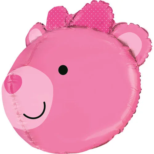 Globo de aluminio Oso Rosa, multicara, 27" / 69 cm