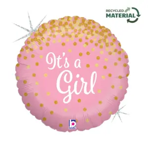 Globo de aluminio para niña, rosa, "Es una niña" 18"/ 46 cm