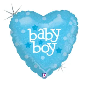 Globo de aluminio para niño, azul, corazón, 46 cm