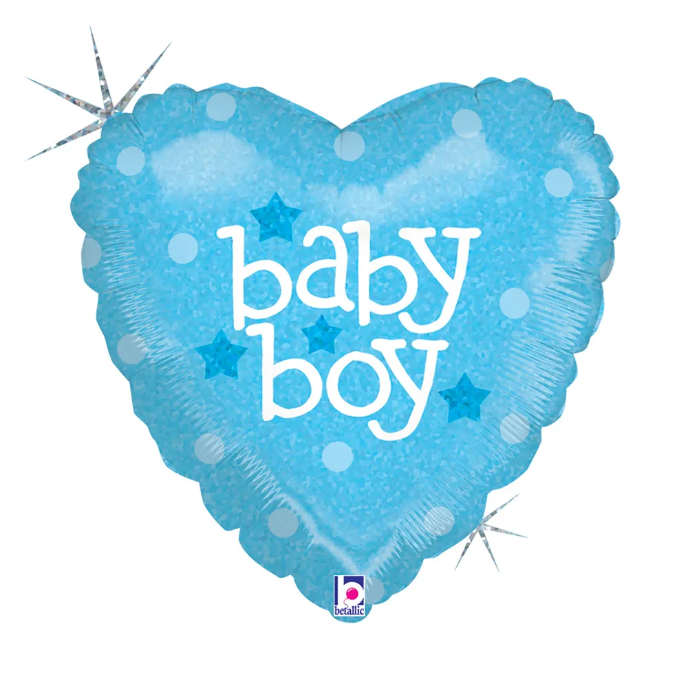 Globo de aluminio para niño, azul, corazón, 46 cm