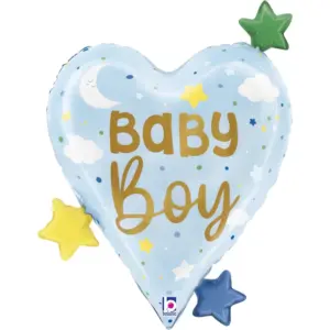 Globo de aluminio para niño, azul, corazón, 64 cm