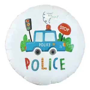 Globo de aluminio redondo de policía, 18" / 45 cm
