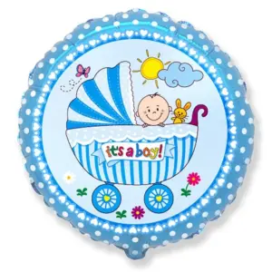Globo de aluminio Trolley para niño, azul, 18"/ 46 cm