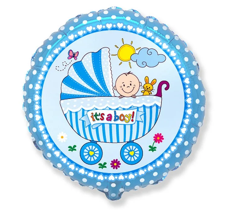 Globo de aluminio Trolley para niño, azul, 18"/ 46 cm