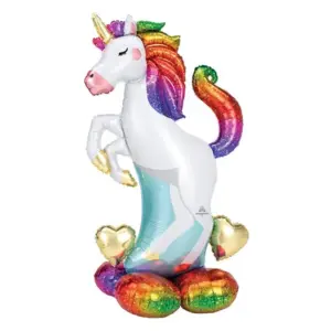 Globo de aluminio Unicornio arcoíris, AirLoonz, 55" / 139 cm