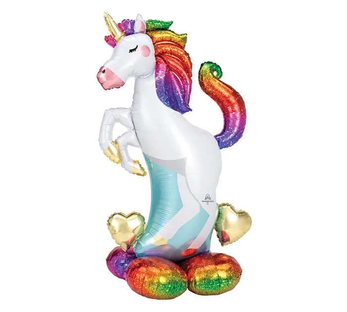Globo de aluminio Unicornio arcoíris, AirLoonz, 55" / 139 cm