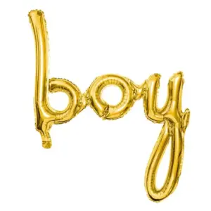 Globos de aluminio con letras Boy, dorados, 64 x 74 cm