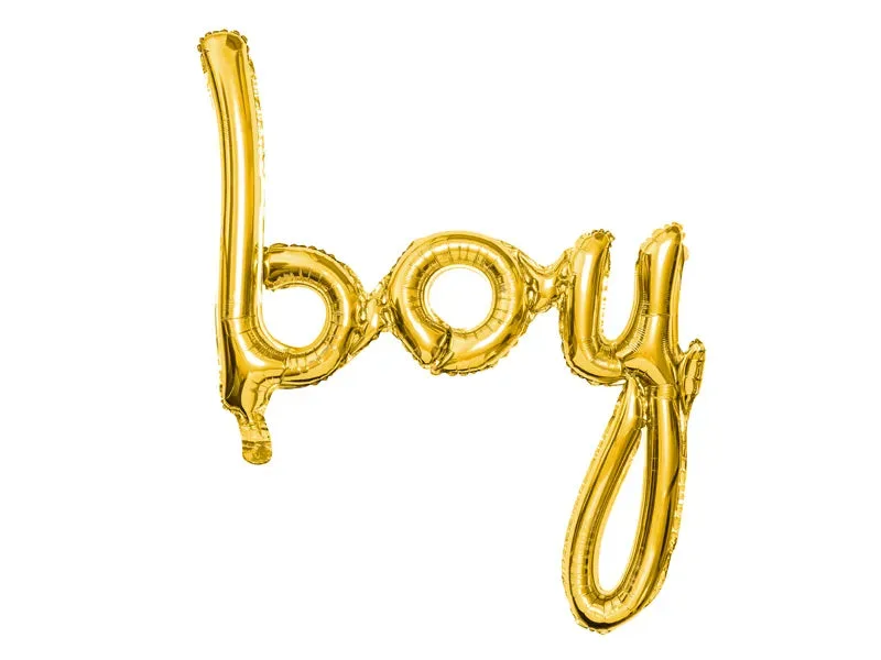 Globos de aluminio con letras Boy, dorados, 64 x 74 cm
