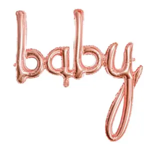 Globos de aluminio con letras de Baby, oro rosa, 74 x 76 cm