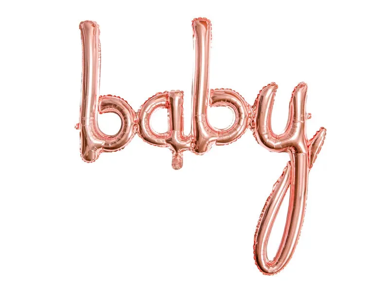Globos de aluminio con letras de Baby, oro rosa, 74 x 76 cm