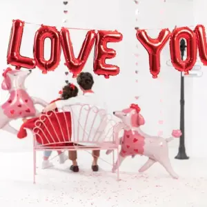 Globos de aluminio con letras "I Love You", color rojo, 210 x 35 cm