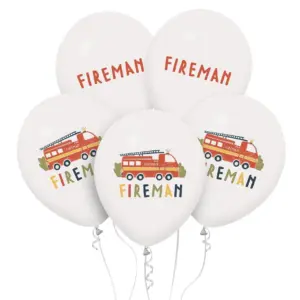 Globos de látex Bombero, mezcla de colores, 12"/ 30 cm, 5 uds.