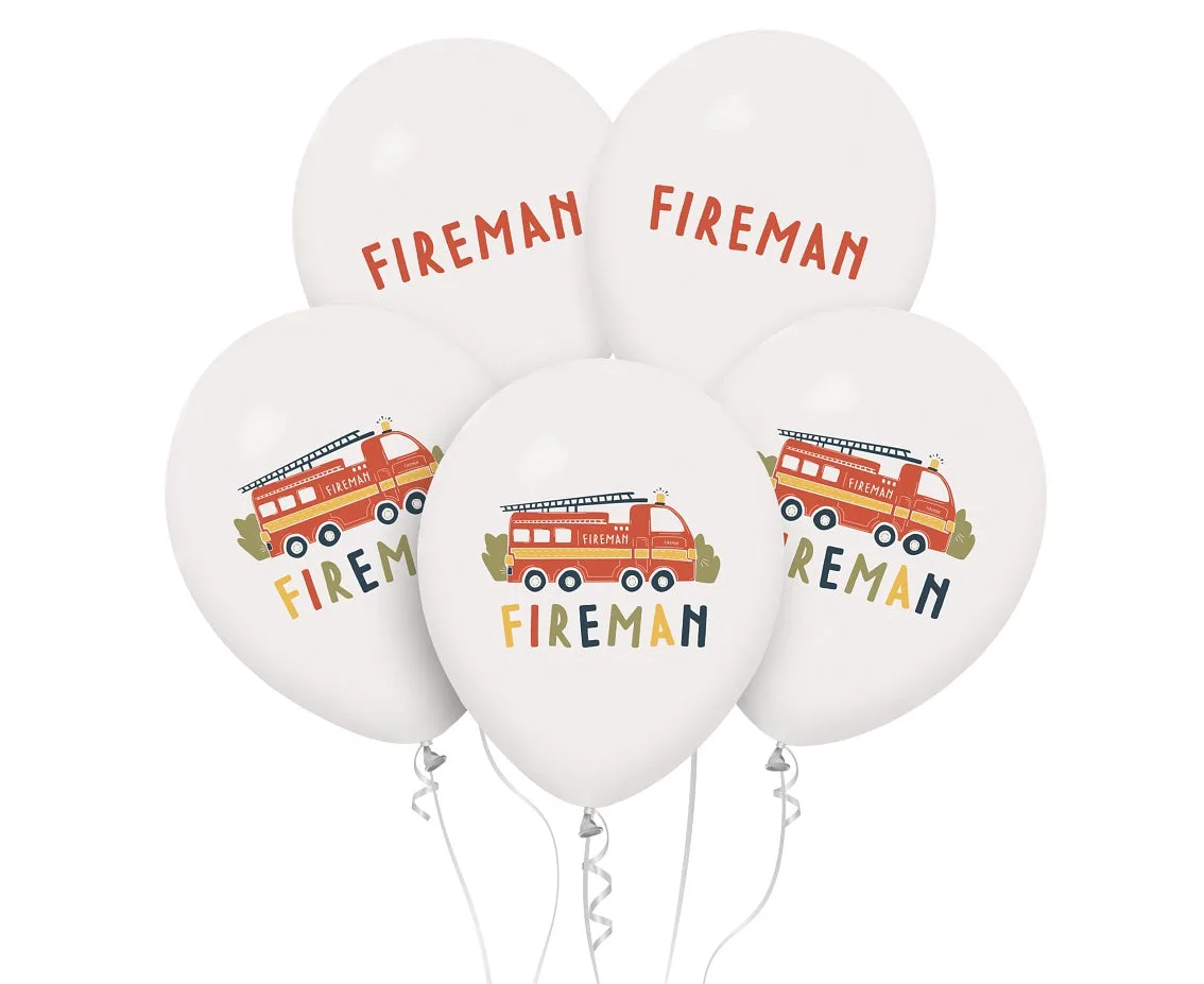Globos de látex Bombero, mezcla de colores, 12"/ 30 cm, 5 uds.