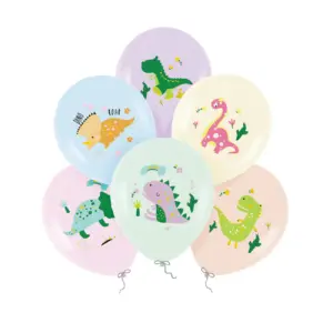 Globos de látex Dinosaurios, mezcla de colores, 12"/ 30 cm, 6 uds.